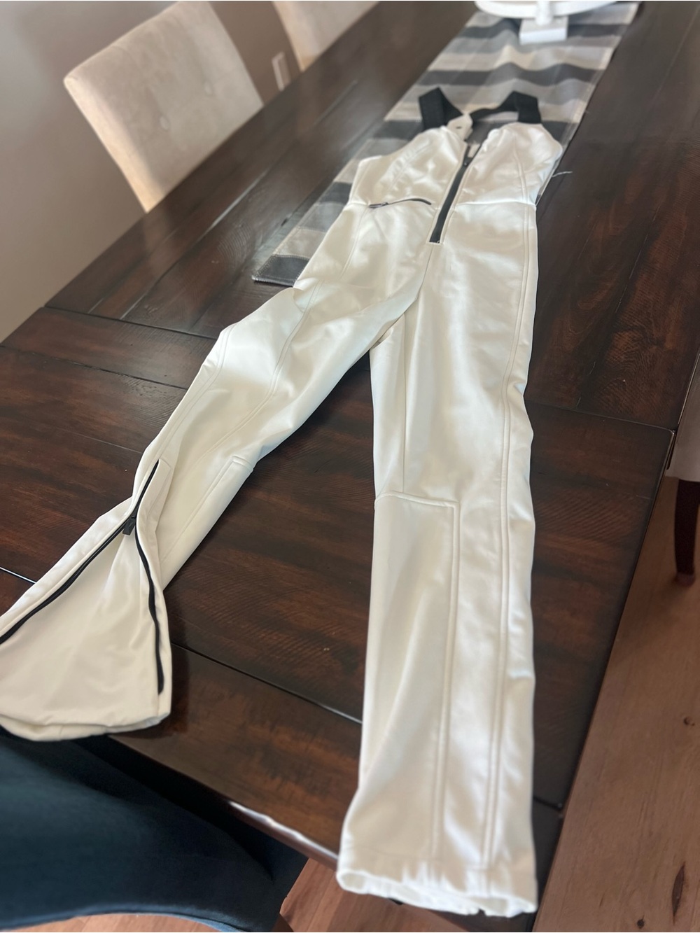 Topshop White Flare ski / snow pants with Black Trim